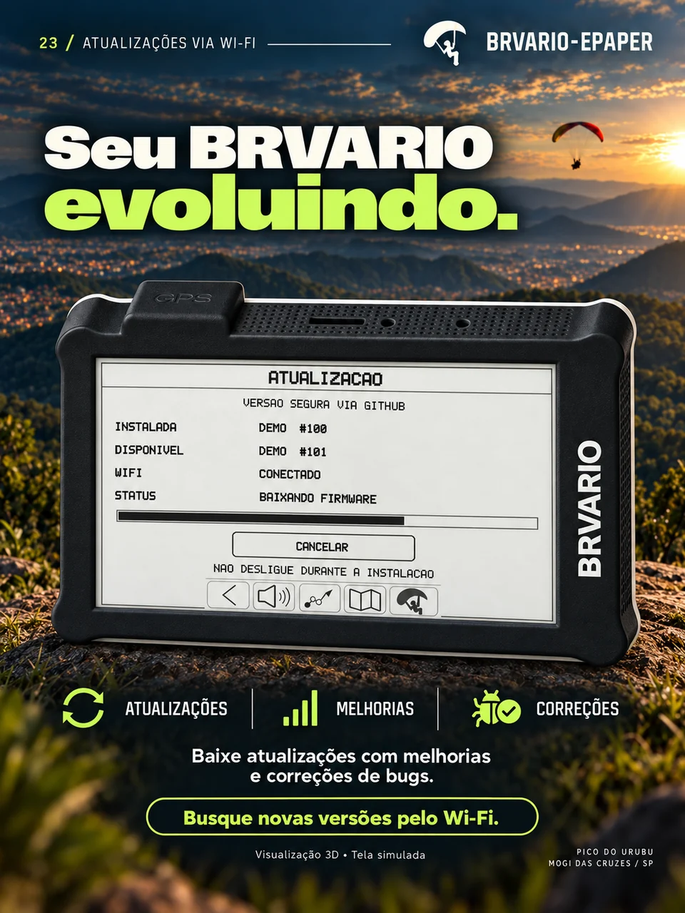 BRVARIO E-PAPER — Seu BRVARIO evoluindo. Arte de divulgação com tela demonstrativa.